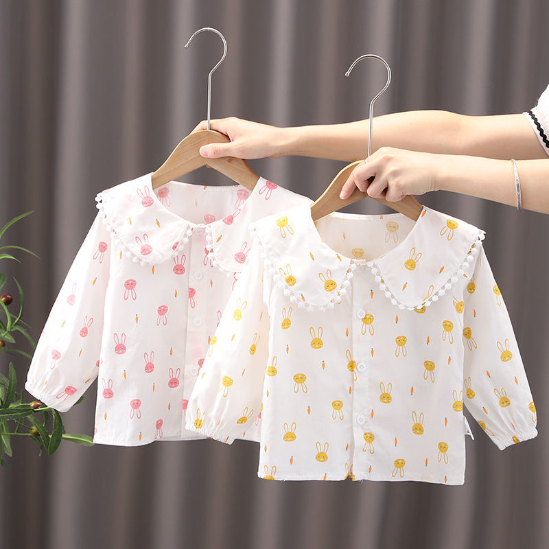 女童衬衫长袖0-1-2-3-4岁宝宝春装女婴儿衣服春夏打底小童上衣棉5