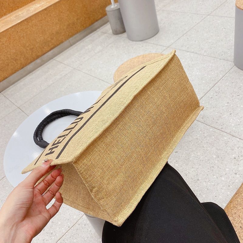 New Style Jute Nylon Briefcase Document Bag Letter Cloth Bag Large Capacity Shoulder Messenger Simple Commuter Handbag