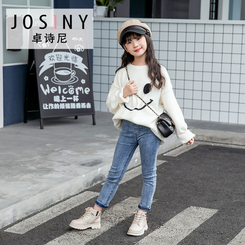 106136-卓诗尼儿童马丁靴加绒英伦风儿童短靴女2021新款秋冬女童公主袜靴-详情图