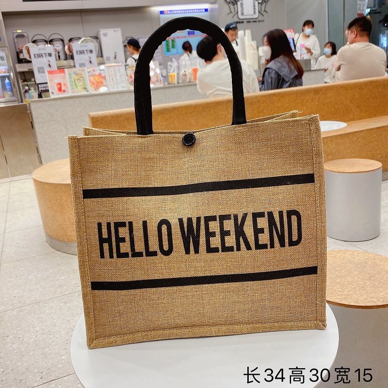 New Style Jute Nylon Briefcase Document Bag Letter Cloth Bag Large Capacity Shoulder Messenger Simple Commuter Handbag