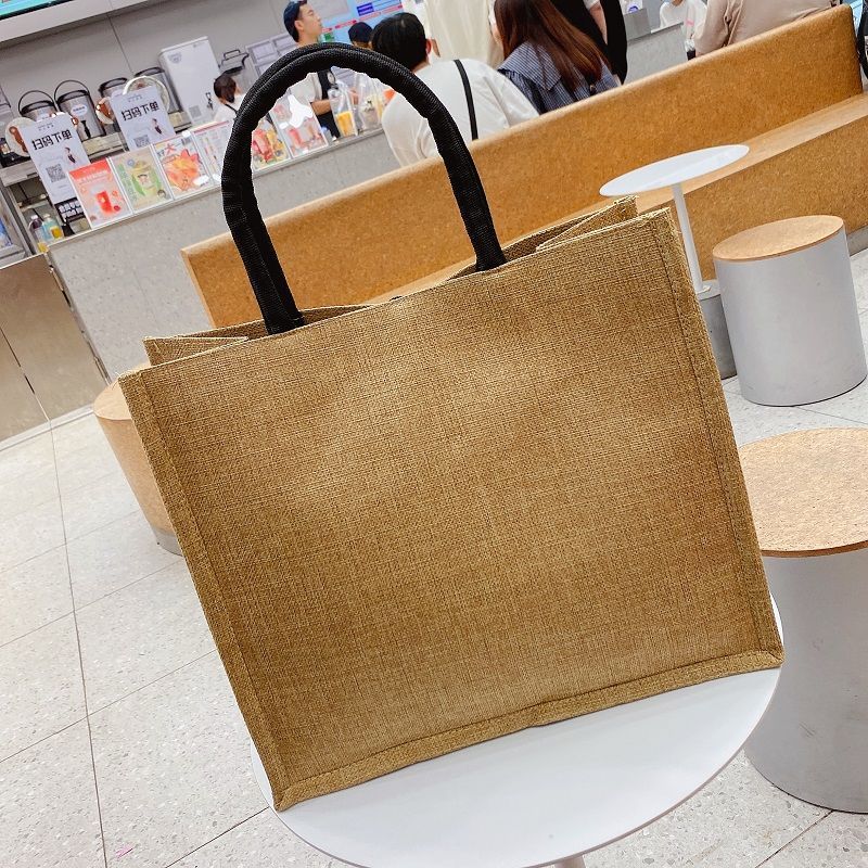 New Style Jute Nylon Briefcase Document Bag Letter Cloth Bag Large Capacity Shoulder Messenger Simple Commuter Handbag