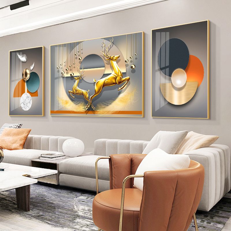 客厅沙发背景墙装饰画简约现代挂画抽象大气晶瓷2021年新款招财画