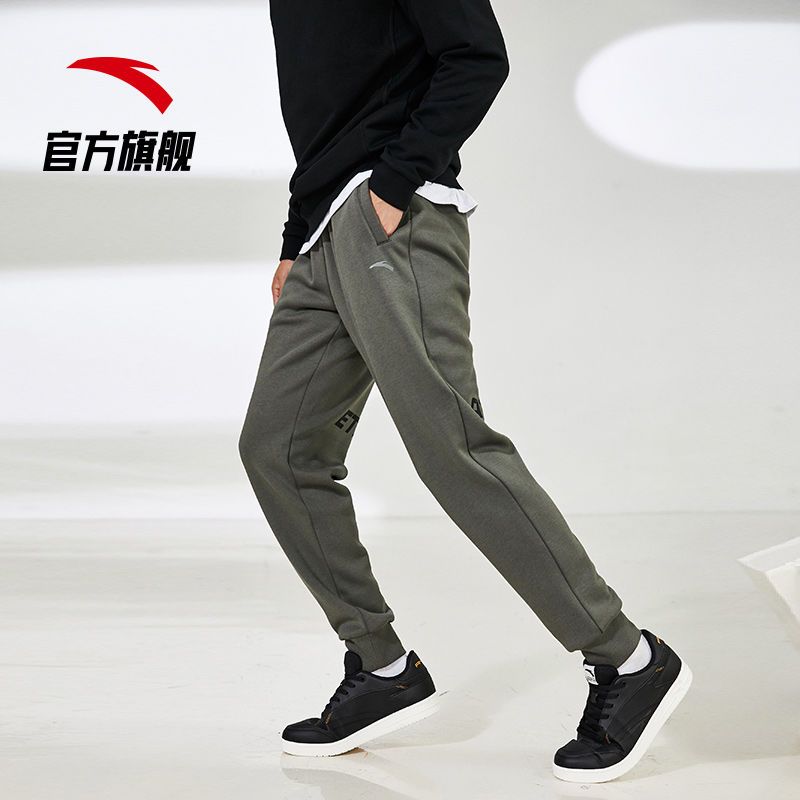 105871-安踏运动裤男长裤2021秋季新款加绒加厚保暖小脚卫裤收口束脚裤子-详情图