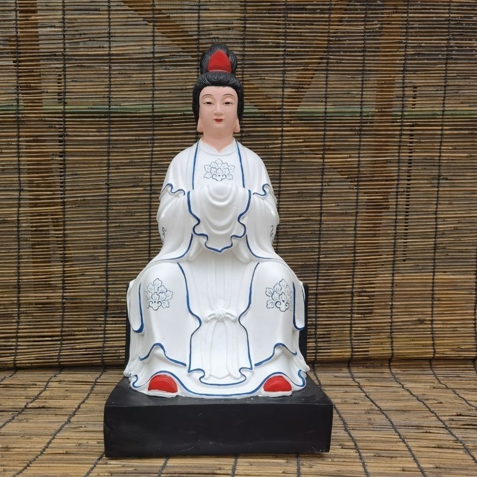 19寸48公分白玉奶奶太元圣母高的树脂家居供奉风水摆件白玉娘娘