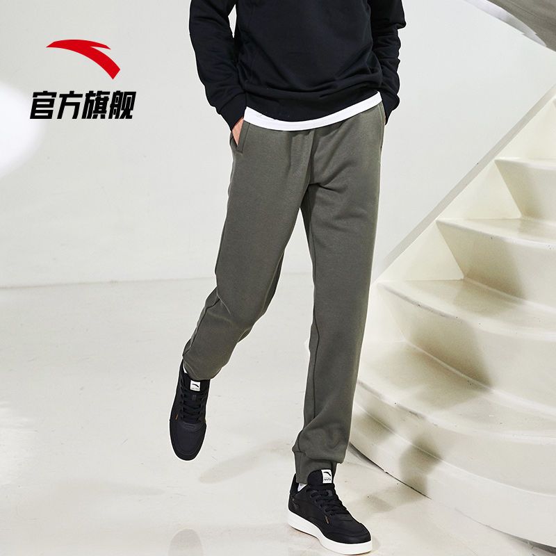 105871-安踏运动裤男长裤2021秋季新款加绒加厚保暖小脚卫裤收口束脚裤子-详情图