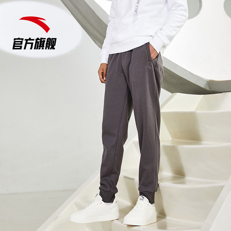 105871-安踏运动裤男长裤2021秋季新款加绒加厚保暖小脚卫裤收口束脚裤子-详情图