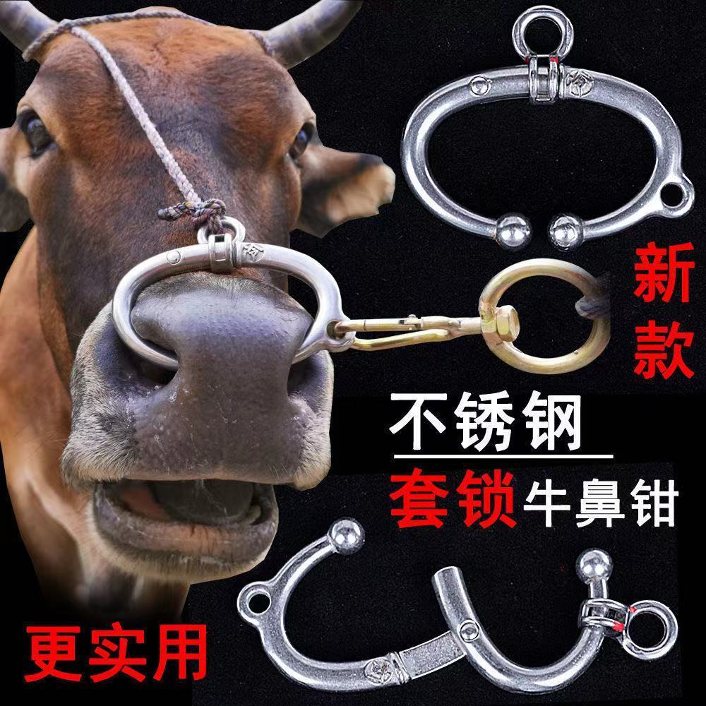不锈钢牛鼻钳新款牛鼻环牛鼻圈簧钳子免打孔牛用通用型牛鼻圈