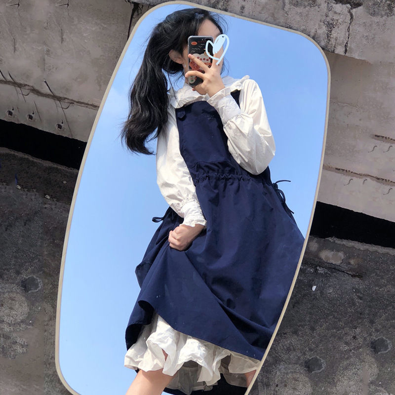 春季2023年新款女套裝時尚淑女韓系學院風背帶裙女春季小個子甜美