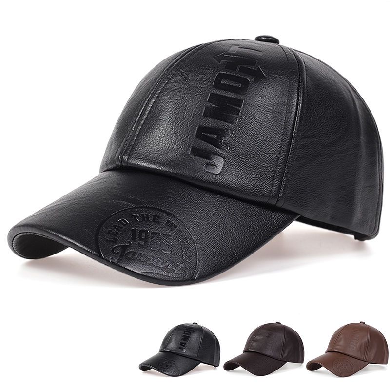 Casquette de style nouveau en automne et en hiver, à la mode et polyvalente, casquette de baseball en cuir à la mode, pare-soleil extérieur_voghion.com