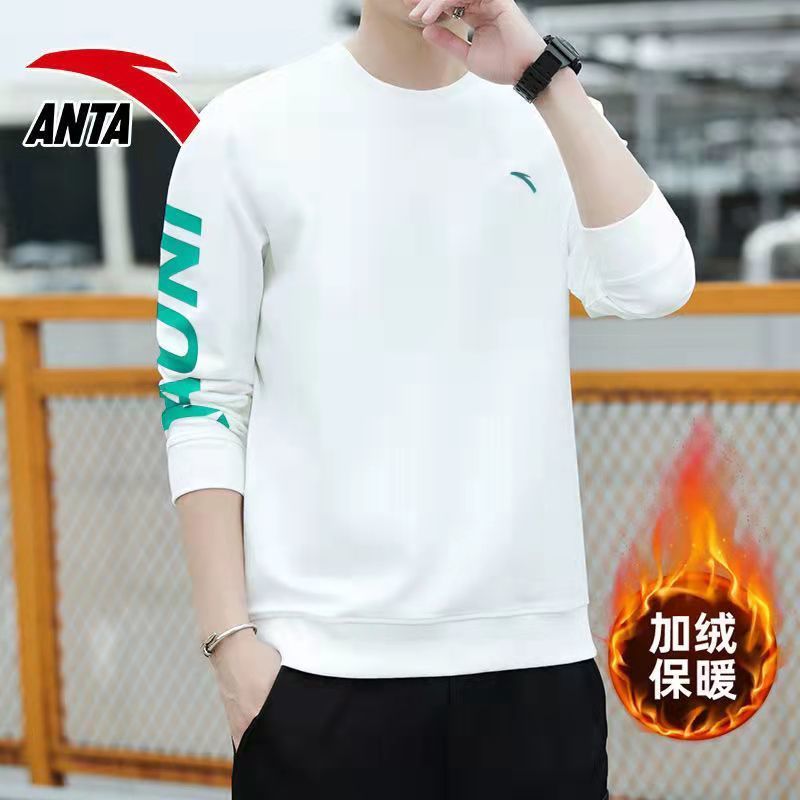 88729-2021纤维安踏春秋男女纯棉卫衣圆领套头休闲运动透气宽松长袖上衣-详情图