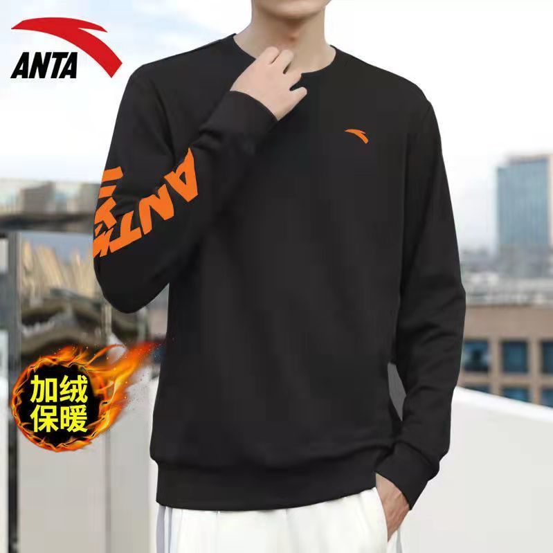 88729-2021纤维安踏春秋男女纯棉卫衣圆领套头休闲运动透气宽松长袖上衣-详情图