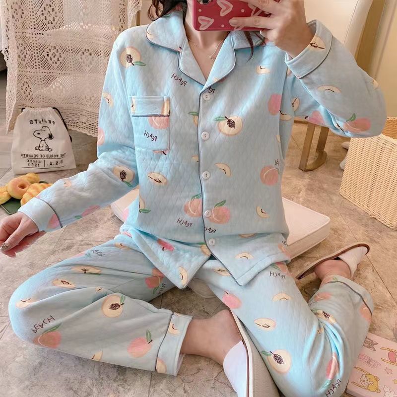 106045-空气棉月子服春秋冬季产后哺乳孕妇睡衣女喂奶衣加厚保暖产妇套装-详情图