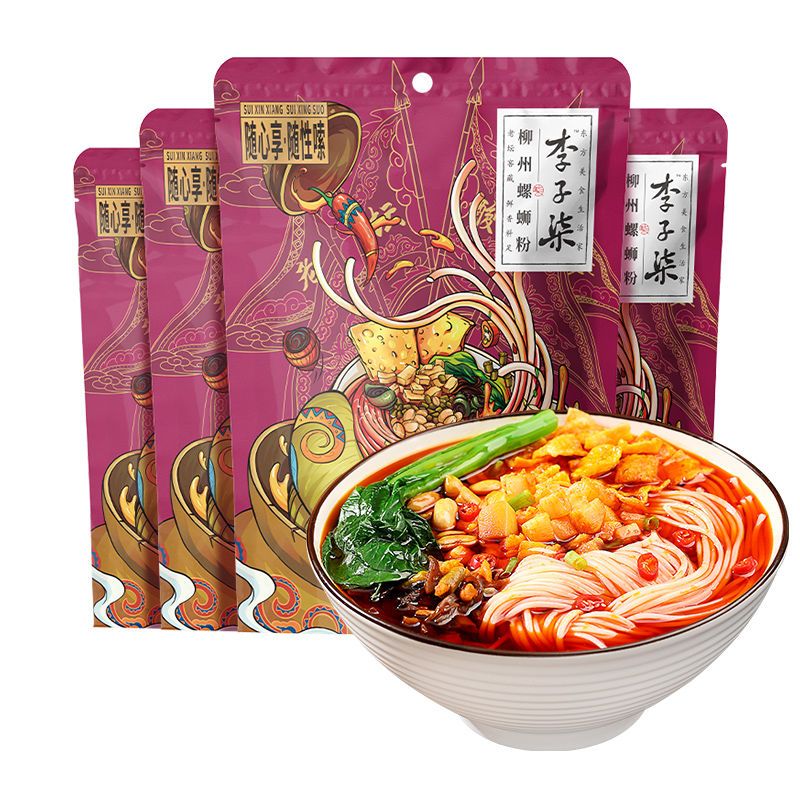 88783-【买三送一】李子柒老坛酸笋螺蛳粉柳州螺丝粉速食袋装280g*4袋-详情图