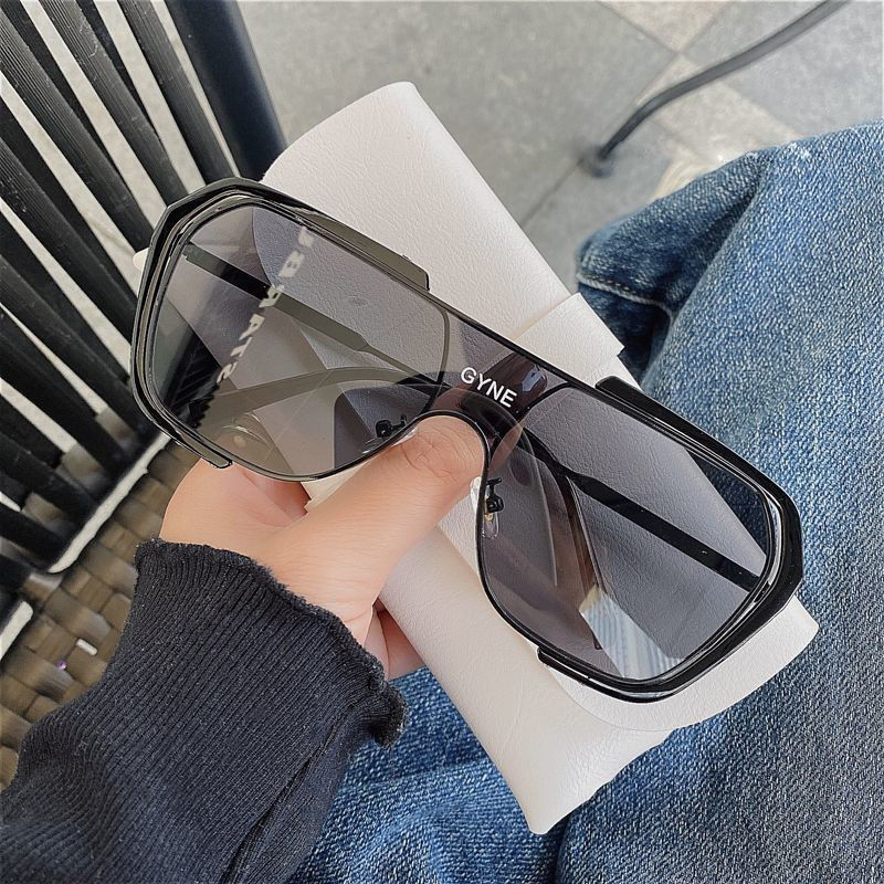 Korean version of ins Internet celebrity conjoined large frame sunglasses for men and women Xiaohongshu big face slimming glasses driving sunglasses trendy