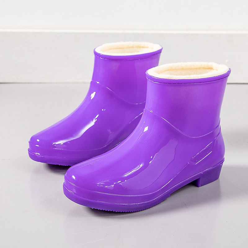 New thickened cotton rain boots rain boots short tube fashion adult non-slip waterproof shoes women's rubber shoes cover water boots women's models