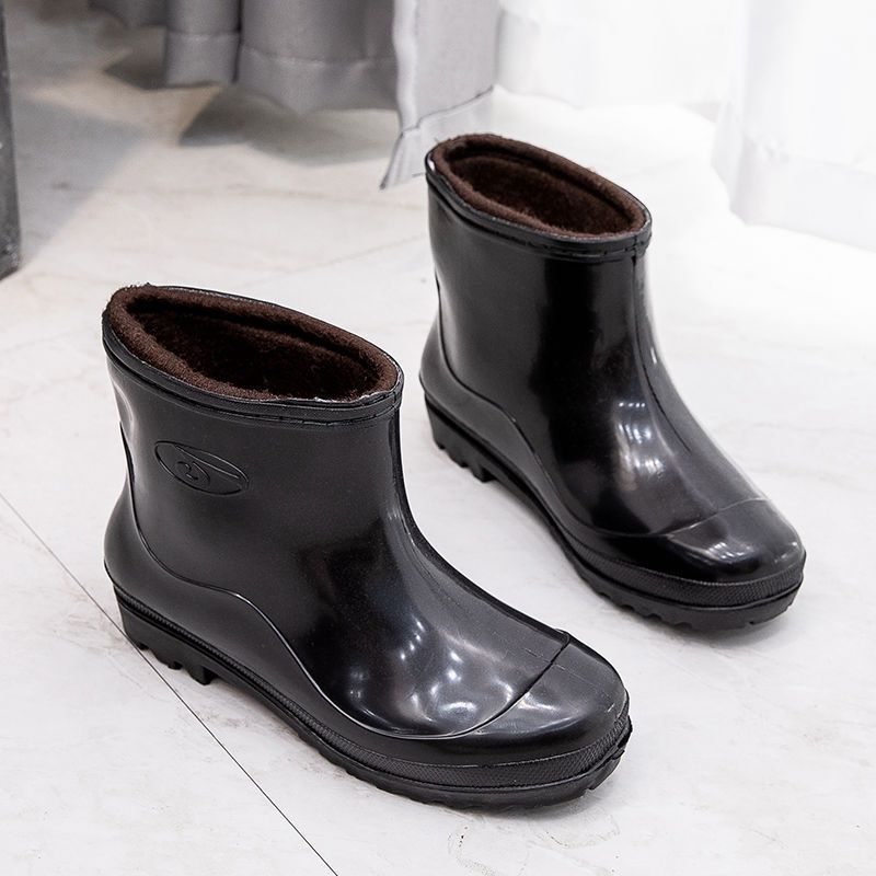 New thickened cotton rain boots rain boots short tube fashion adult non-slip waterproof shoes women's rubber shoes cover water boots women's models