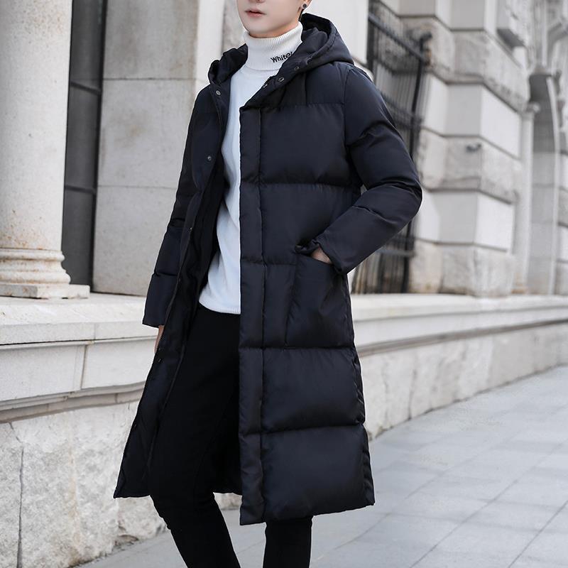 冬季过膝棉衣男外套韩版修身中长款潮流加长加厚羽绒棉服保暖大衣