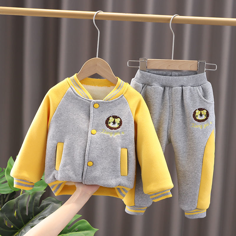 Children's clothing boys' autumn and winter suits 2021 fashionable baby sports two-piece set Internet celebrity children's autumn and winter sweatshirt trend