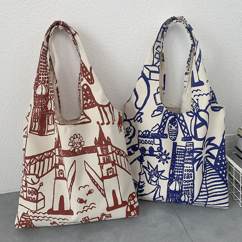 Bag girl 2022 new student single shoulder canvas bag ins Sen department all-match bag handbag going out large capacity