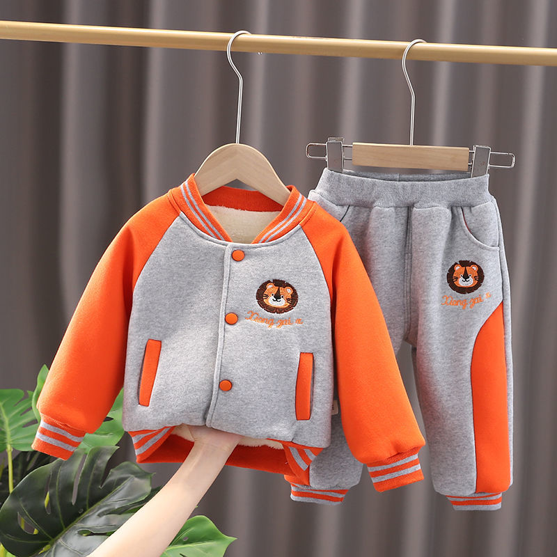 Children's clothing boys' autumn and winter suits 2021 fashionable baby sports two-piece set Internet celebrity children's autumn and winter sweatshirt trend