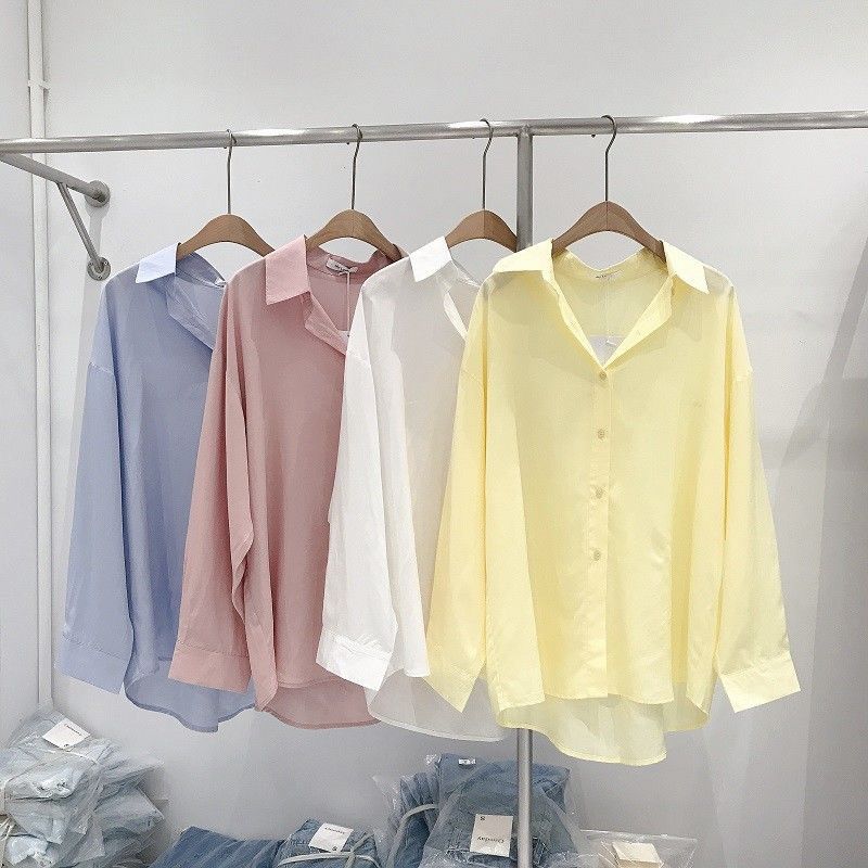Autumn super fairy temperament versatile loose white shirt women's mid-length 2021 French gentle wind chiffon top trend