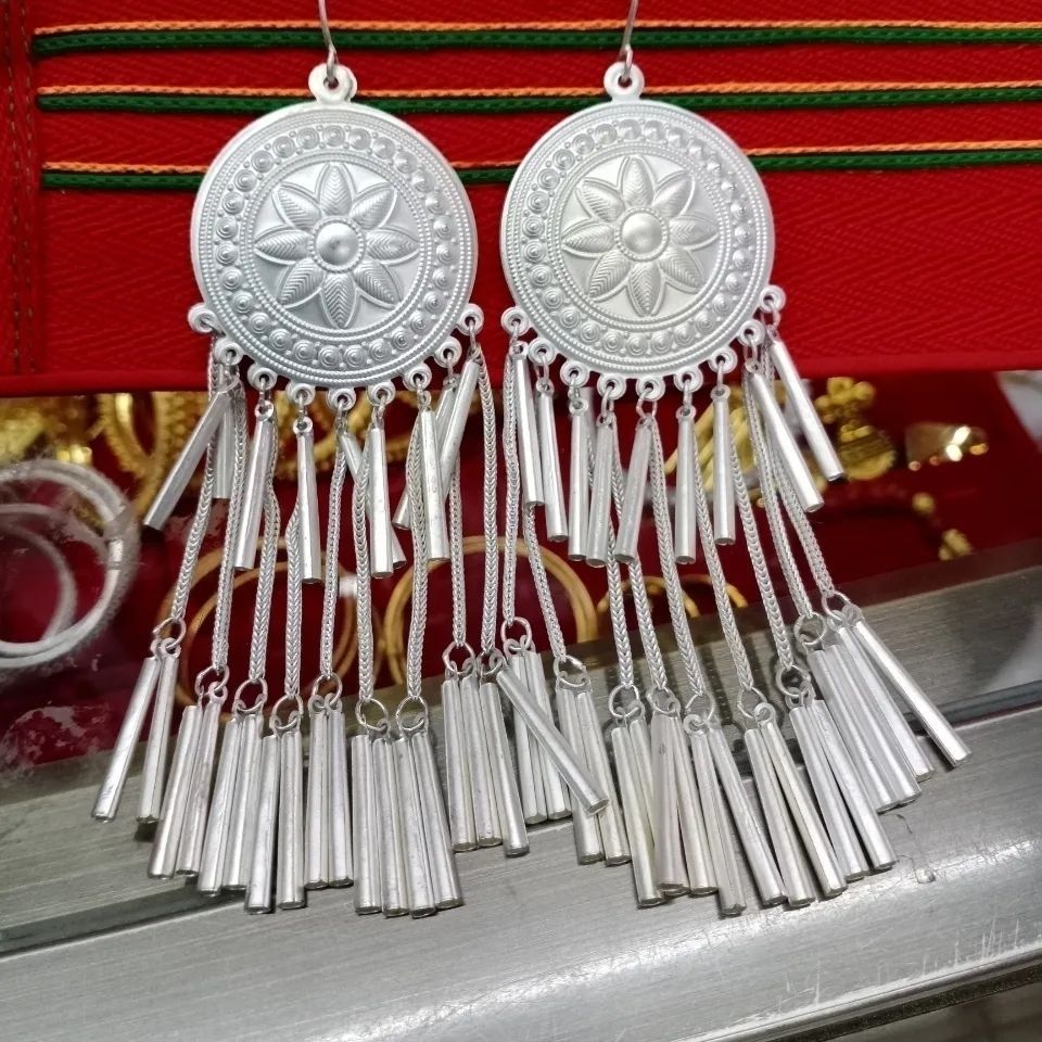 2021新款凉山彝族金色耳环仿银彝族服装配饰品流苏耳坠民族风耳饰
