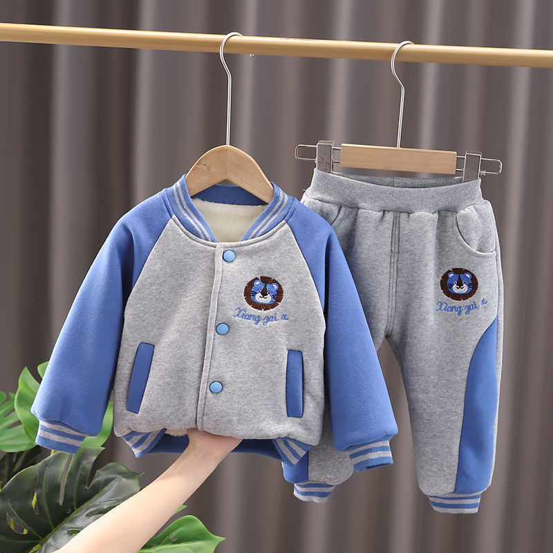 Children's clothing boys' autumn and winter suits 2021 fashionable baby sports two-piece set Internet celebrity children's autumn and winter sweatshirt trend