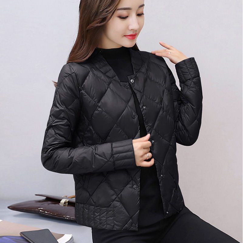 棉衣棉服女2021新款黑色冬装夹克轻薄短款百搭立领棉服外套上衣女
