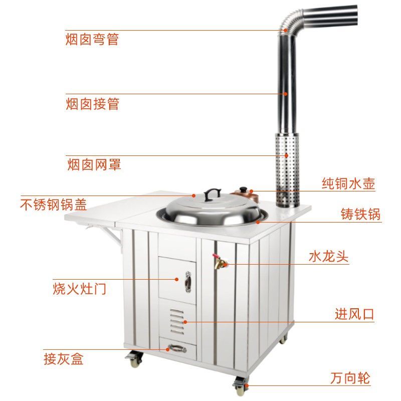 88778-不锈钢柴火灶农村家用烧柴无烟柴火炉新款可移动加厚灶户外大铁锅-详情图