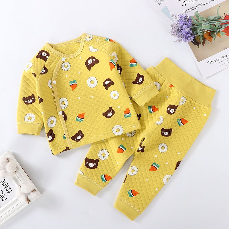 Children's autumn and winter pure cotton quilted cardigan home service men and women baby baby autumn clothes warm autumn clothes set