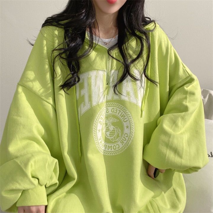 100% High end Zipper Hoodie Women's Spring and Autumn Thin Style Street Sports Loose Oversize Cotton Cute Sweet_voghion.com