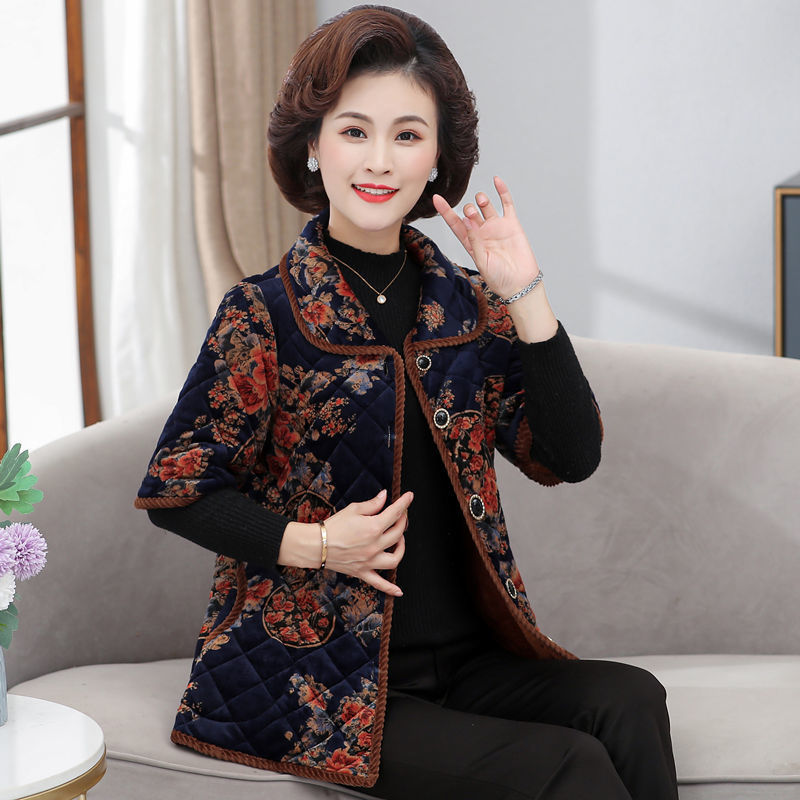Middle-aged and elderly women's autumn and winter cotton vest mother's vest plus velvet thickened to keep warm grandma's waistcoat