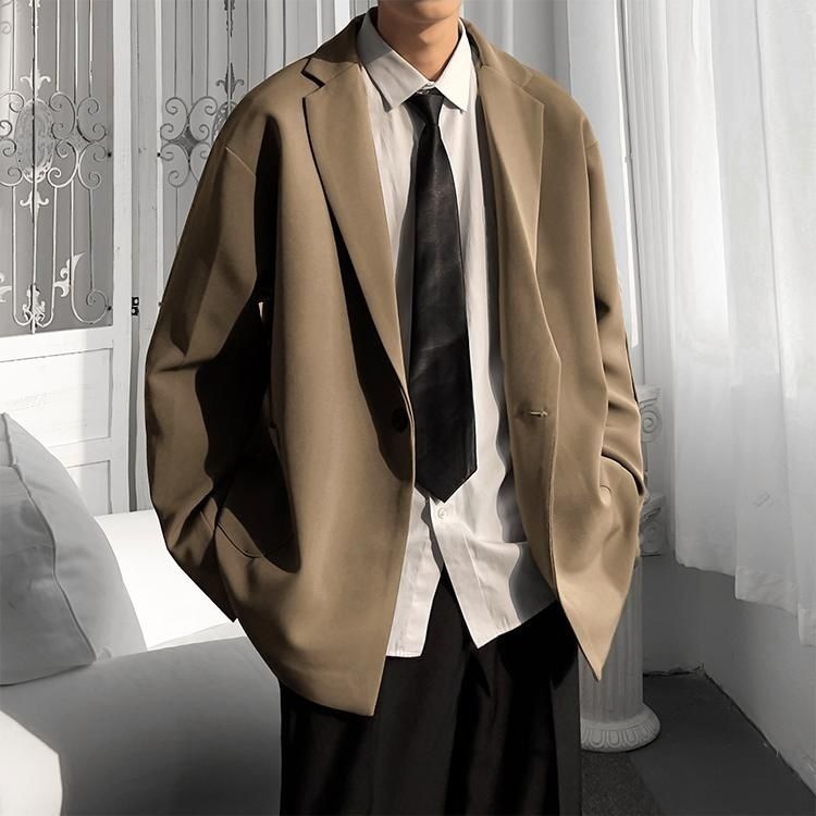 2022 spring casual suit trousers set matching clothes Korean style trendy handsome men's black suit suit