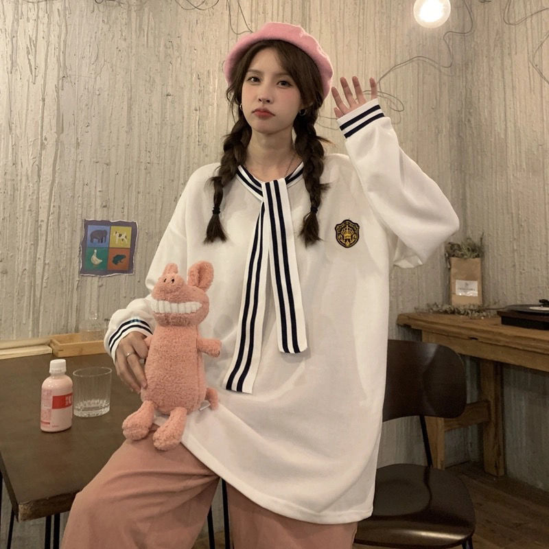 Women's sweatshirt 2021 new spring and autumn loose Korean style design white pullover long-sleeved top jacket
