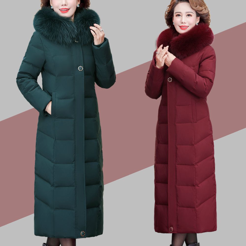 妈妈冬装棉衣女长款过膝中老年人女装棉袄加厚中年羽绒棉服女外套