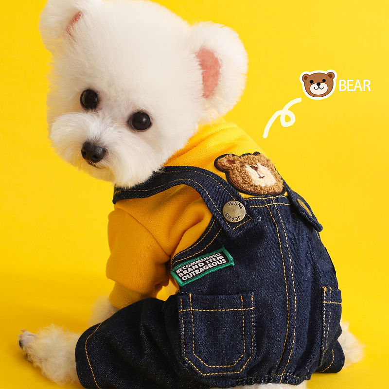 Netizen Dog Clothes Spring and Autumn Teddy Autumn and Winter Bears Pomeranian Small Dog Pet Four Legged Thickened Autumn and Winter