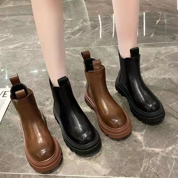 Martin boots female student chimney boots  autumn and winter new Korean version plus velvet all-match thin legs short boots ins tide
