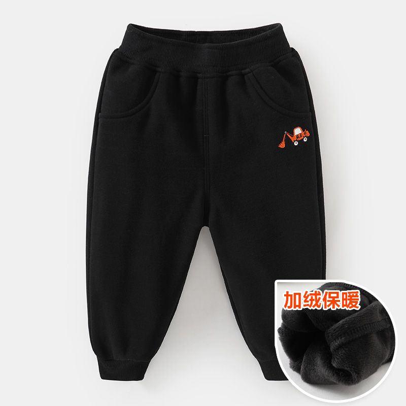 Boys' pants with fleece outerwear sports trousers children's fleece pants for boys and girls in autumn and winter fashion