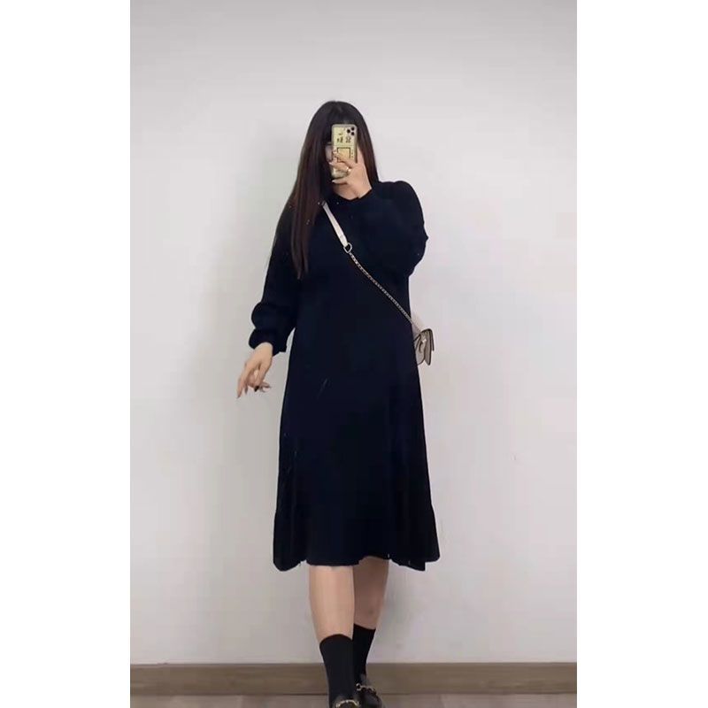 [Qingqingjia] [Loose belly cover] 10-7 days thickened ruffled knitted mermaid skirt 2021 autumn and winter new style