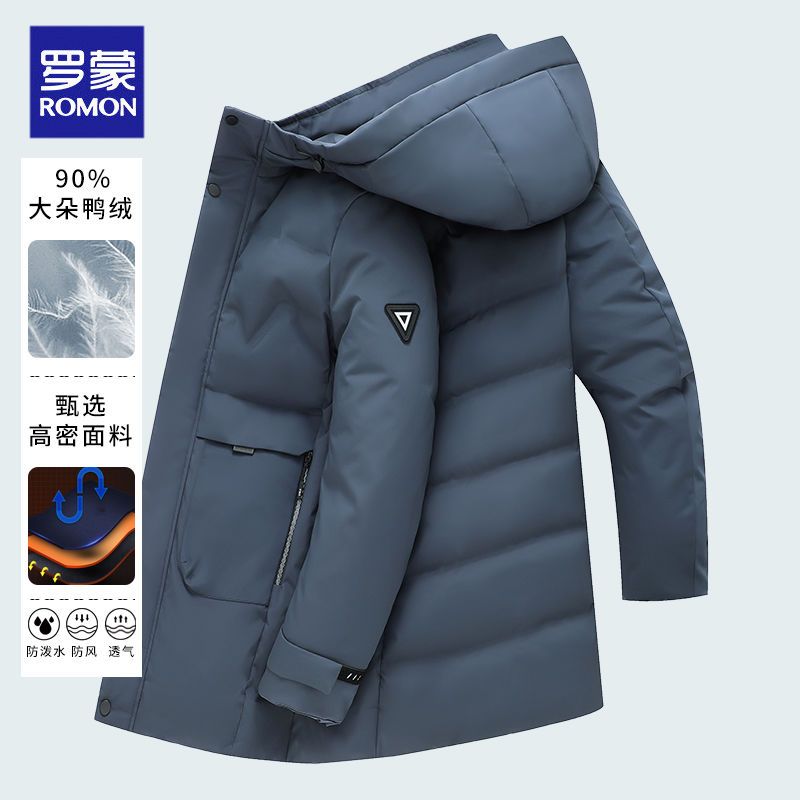 106018-罗蒙羽绒服男2021新款加厚保暖白鸭绒冬季外套中长款商务男装上衣-详情图