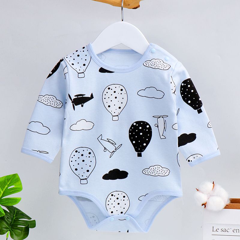 Newborn baby bag fart clothes belly protection spring and autumn men and women baby cotton jumpsuit long-sleeved triangle romper pajamas autumn and winter