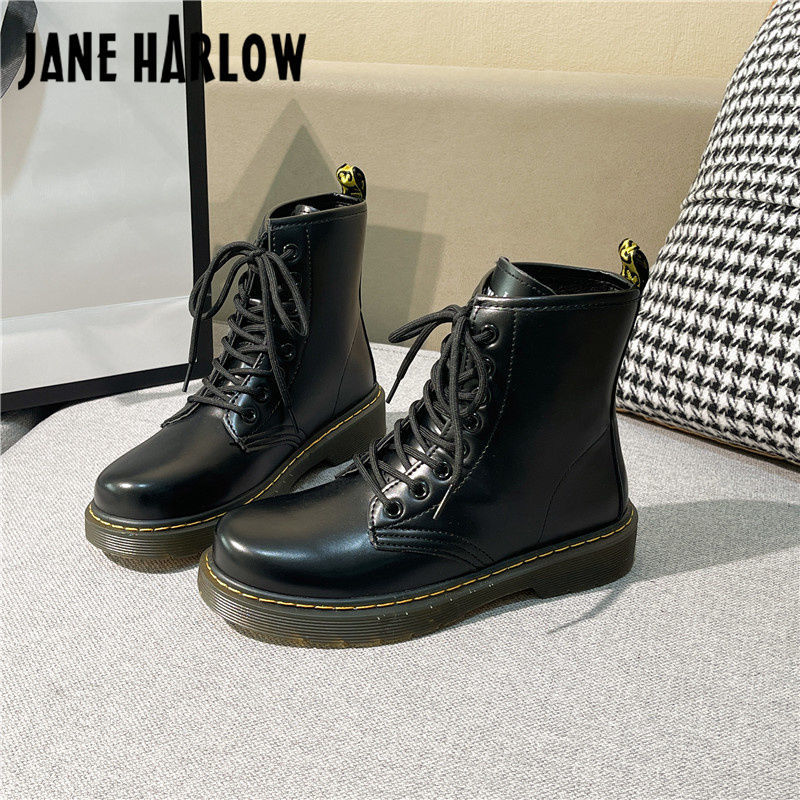 JANE HARLOW爆款马丁靴女ins新款韩版百搭英伦风山本短靴机车皮靴