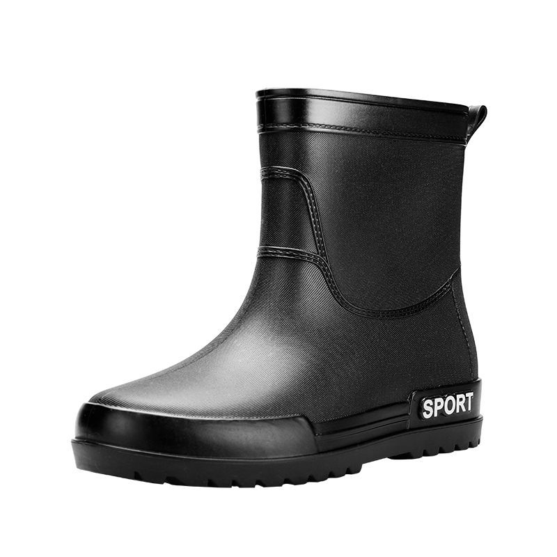 Mid-height rain boots men's warm waterproof non-slip four seasons water shoes outdoor fishing car wash kitchen wear-resistant work shoes