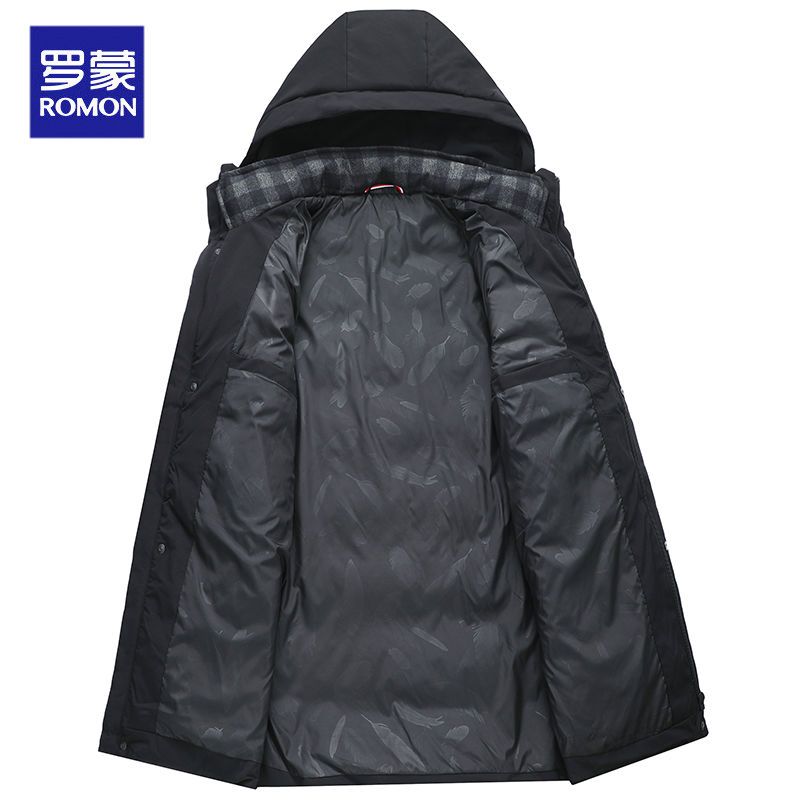 106018-罗蒙羽绒服男2021新款加厚保暖白鸭绒冬季外套中长款商务男装上衣-详情图