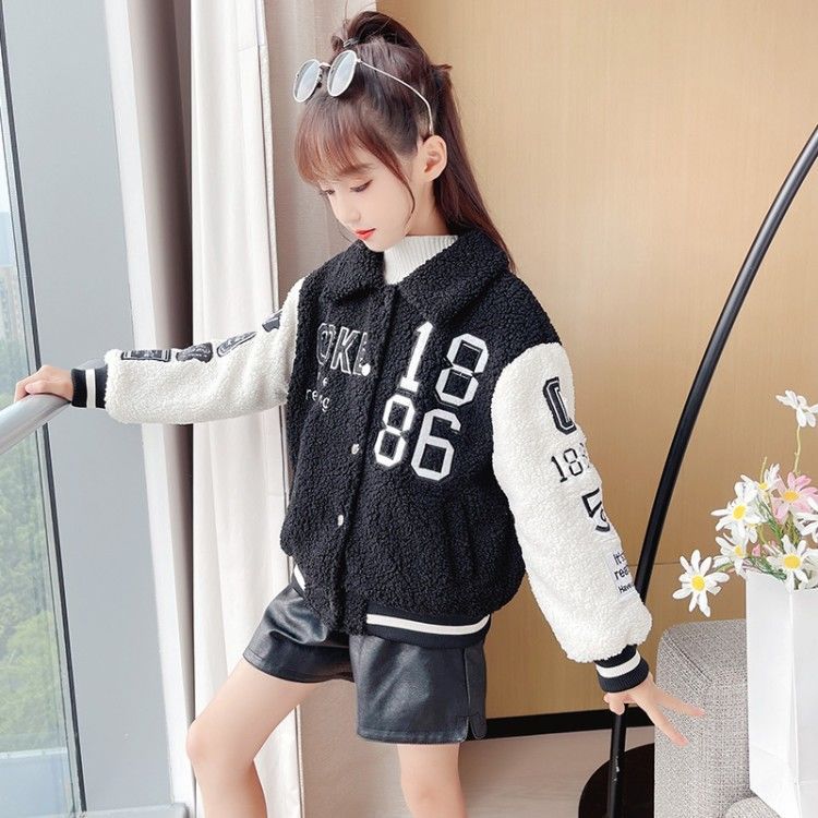 Girls' color-blocking jacket 2020 new winter clothes Korean version of the trendy children's clothing children's middle-aged and older children's net red fashion winter jacket trend
