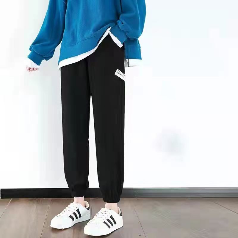 88602-2021新款运动裤女春秋宽松束脚女裤华夫格卫裤休闲秋冬加绒长裤子-详情图