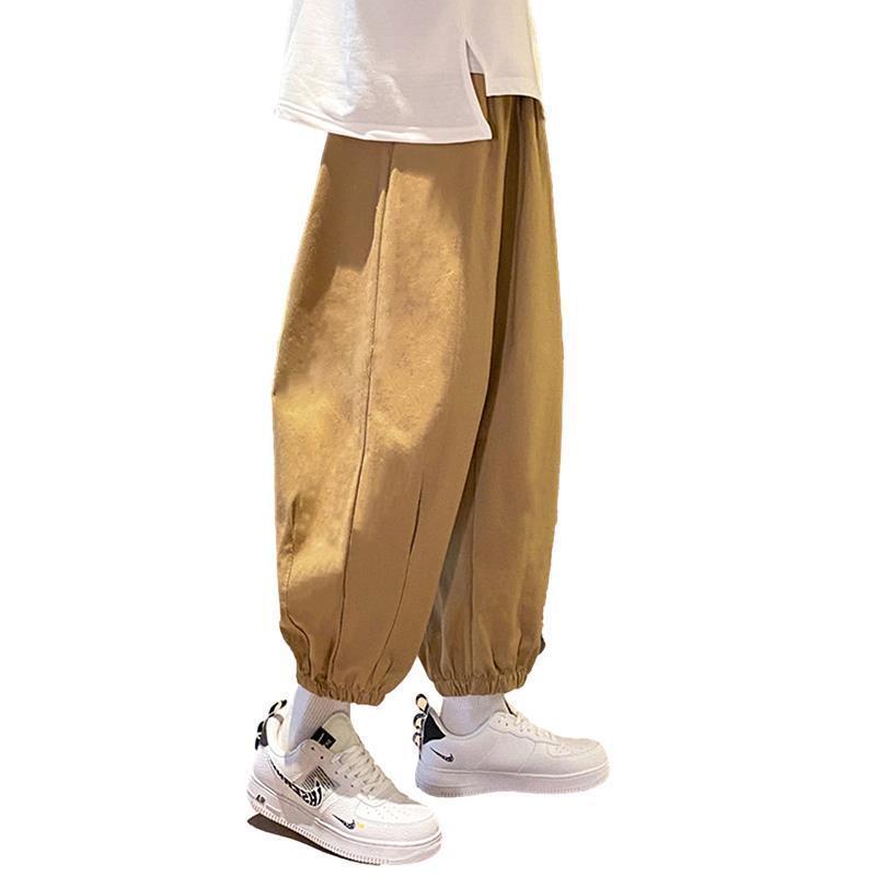 Spring and autumn thin fashion ins Japanese retro versatile solid color loose bloomers work casual pants men's and women's fashion