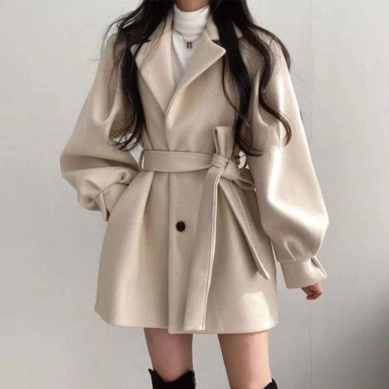 中长款毛呢外套女装秋冬季2021新款潮ins韩版宽松小个子呢子大衣