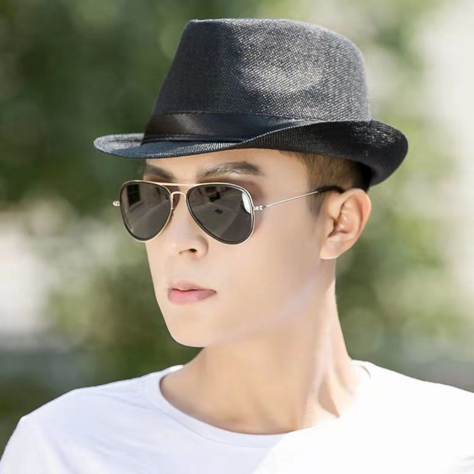 Gentleman's hat summer retro British fashion young men and women linen jazz hat casual small top hat stage performance