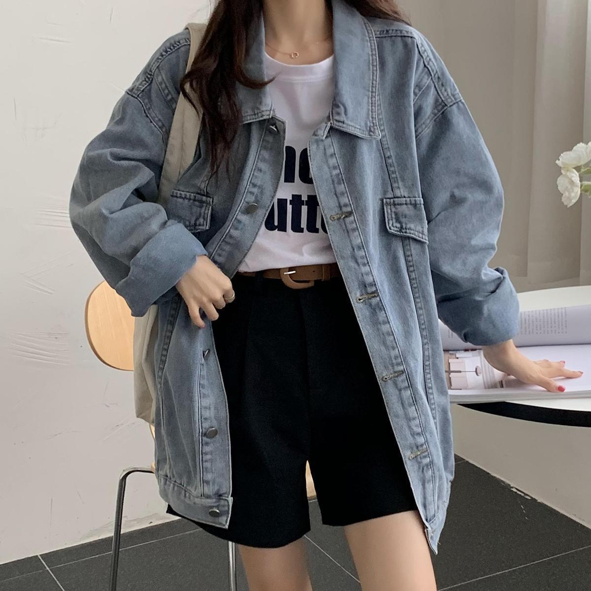 Fried street denim jacket women's spring and autumn 2022 new Korean version loose net red tooling jacket top ins tide